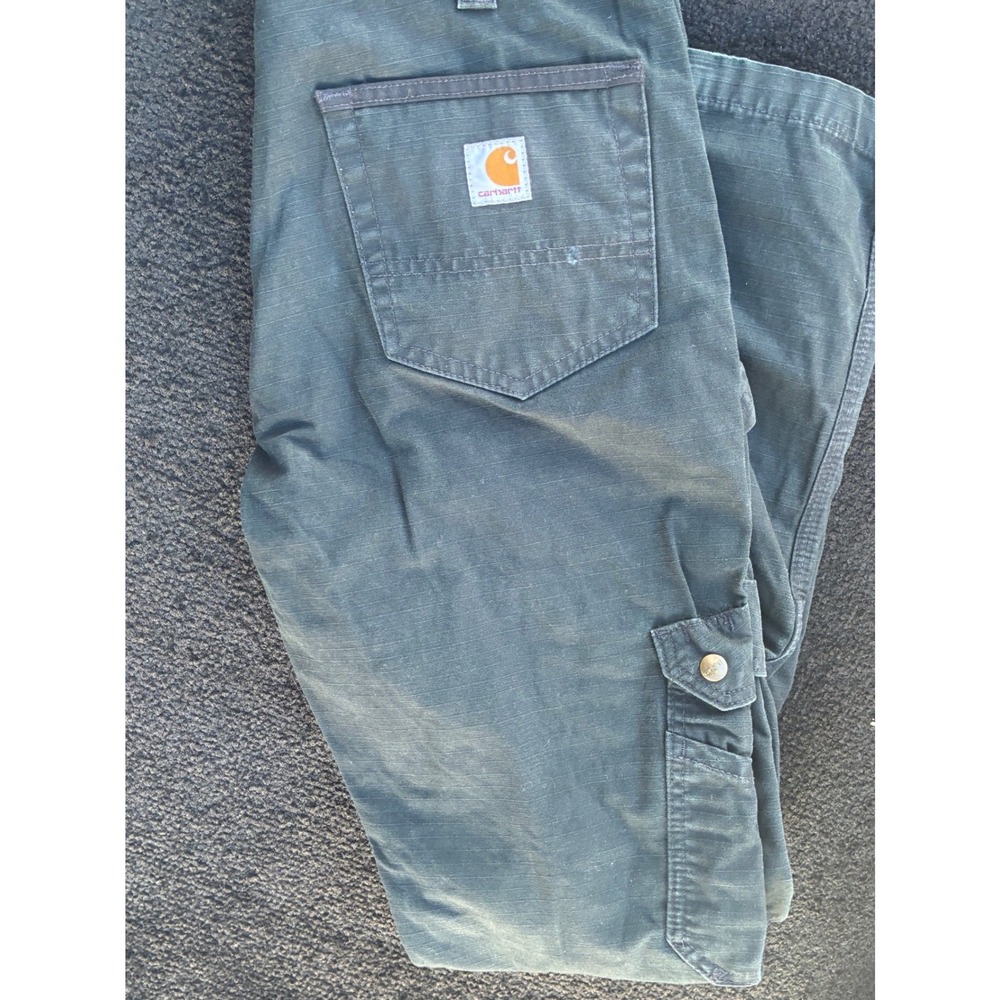 Carhartt B342-BLK Ripstop Cargo Work Pants Mens 34x36 Black Double Front Cotton